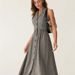 Black and White Gingham Sleeveless Dress